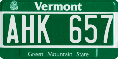 VT license plate AHK657