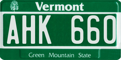 VT license plate AHK660