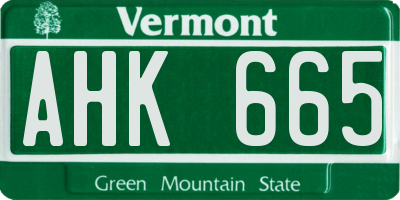VT license plate AHK665