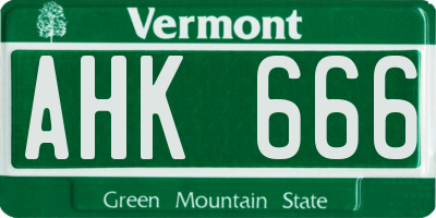 VT license plate AHK666