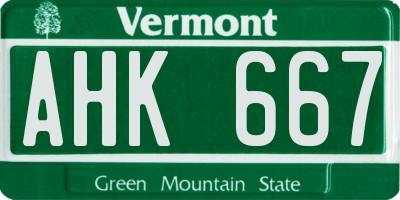 VT license plate AHK667