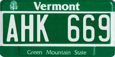 VT license plate AHK669