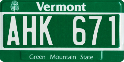 VT license plate AHK671