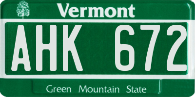 VT license plate AHK672
