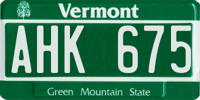 VT license plate AHK675