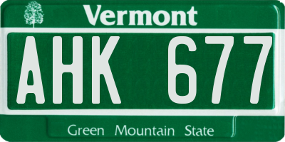 VT license plate AHK677