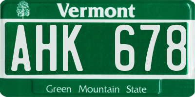 VT license plate AHK678