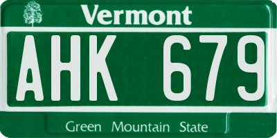 VT license plate AHK679