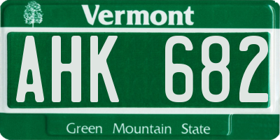 VT license plate AHK682