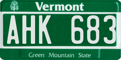 VT license plate AHK683