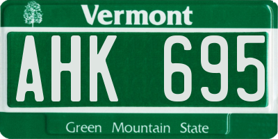 VT license plate AHK695