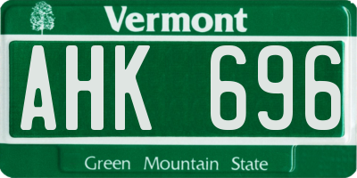 VT license plate AHK696