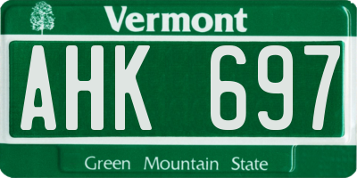 VT license plate AHK697
