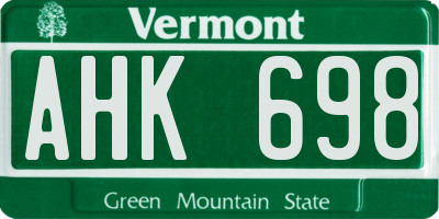 VT license plate AHK698
