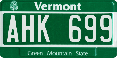 VT license plate AHK699