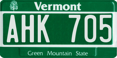 VT license plate AHK705