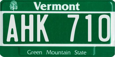 VT license plate AHK710