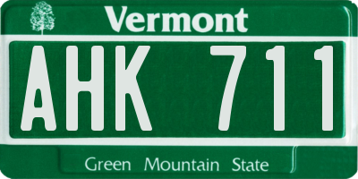 VT license plate AHK711