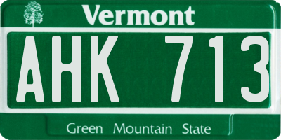 VT license plate AHK713