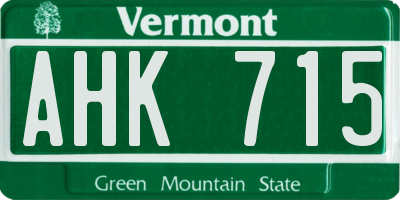VT license plate AHK715