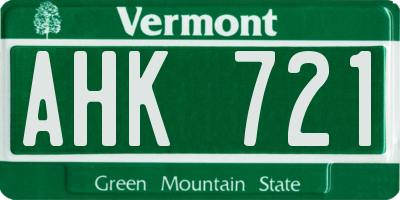 VT license plate AHK721
