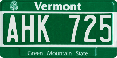 VT license plate AHK725