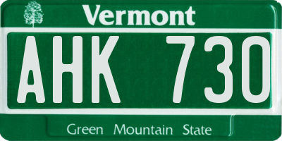 VT license plate AHK730