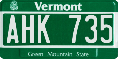 VT license plate AHK735