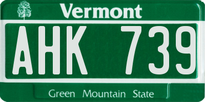 VT license plate AHK739
