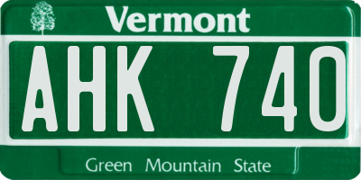 VT license plate AHK740