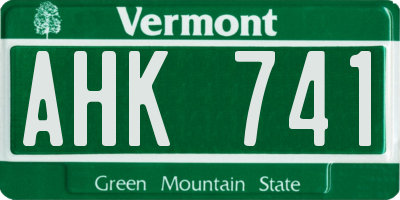 VT license plate AHK741