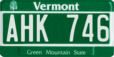 VT license plate AHK746