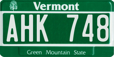 VT license plate AHK748