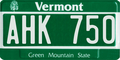 VT license plate AHK750