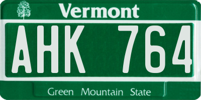 VT license plate AHK764