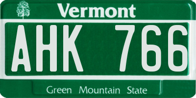 VT license plate AHK766