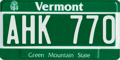 VT license plate AHK770