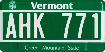 VT license plate AHK771
