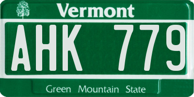 VT license plate AHK779