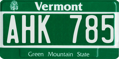 VT license plate AHK785
