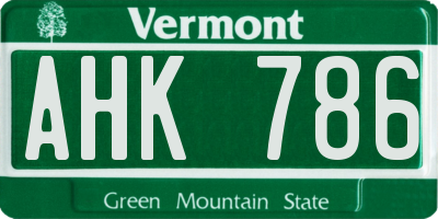 VT license plate AHK786
