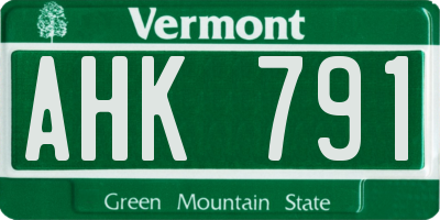 VT license plate AHK791