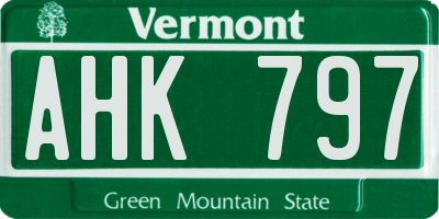 VT license plate AHK797