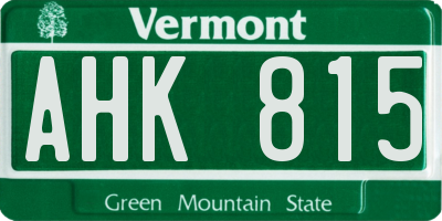 VT license plate AHK815