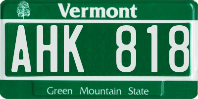 VT license plate AHK818
