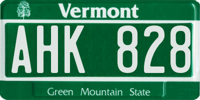 VT license plate AHK828