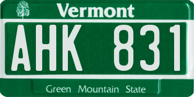 VT license plate AHK831