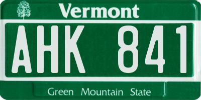 VT license plate AHK841