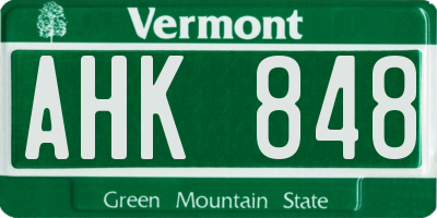 VT license plate AHK848