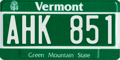 VT license plate AHK851